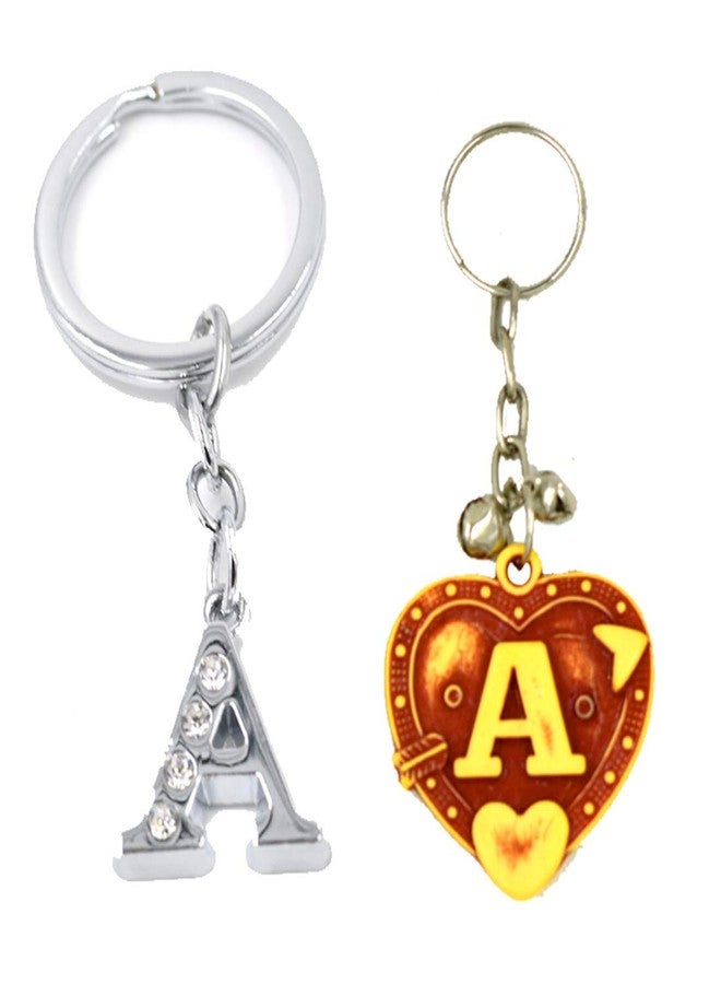 AFH Alphabet Letter A Key Ring Key Chain Combo (Metal, Plastic)